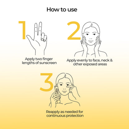 Costak Step-by-step guide on how to use sunscreen with illustrations and text.