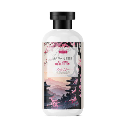 Costak Body lotion bottle with cherry blossom design on a white background