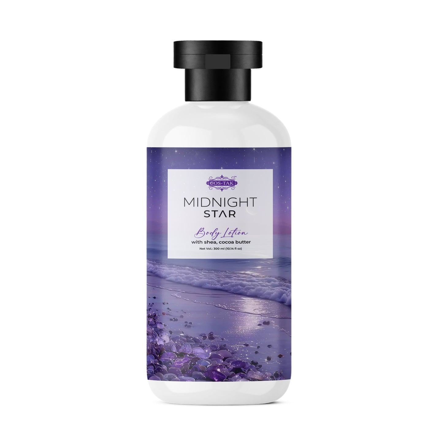Costak Body lotion bottle with purple label on a white background